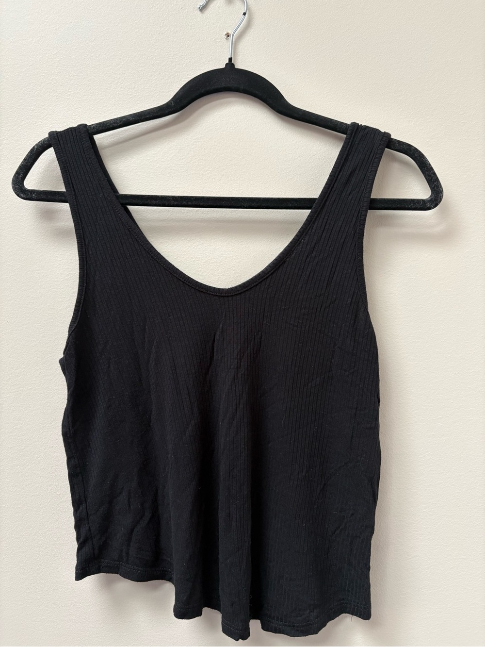 Caution To The Wind Black Ribbed Scoop Tank